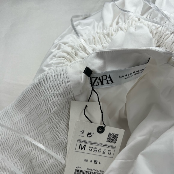 New ZARA Asymmetrical One Shoulder Poplin Voluminous Ruffle Top White - Picture 11 of 11
